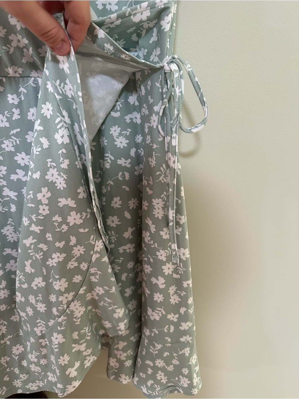 No Boundaries Sage Green Floral Wrap Mini Dress - Picture 5 of 7